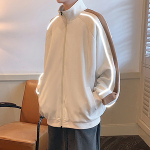 麂皮绒外套男秋季宽松痞帅男生棒球服美式潮牌夹克-JK8802-P65杏图片