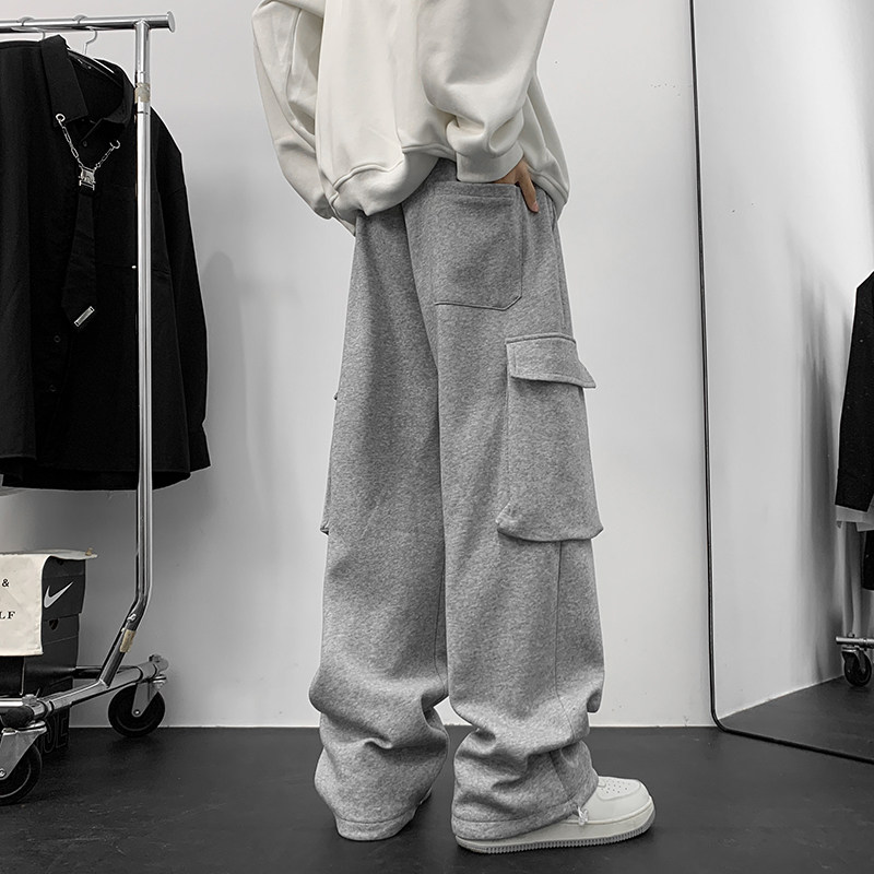 卫裤男美式潮牌男生宽松口袋工装裤休闲裤子运动裤男-K878-P38灰,男装休闲裤,星座307-3(原516-1)