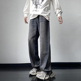 美式复古牛仔裤男宽松休闲直筒老爹裤阔腿裤潮牌长裤-K058-P48蓝，男装牛仔裤，星座307-3(原516-1)