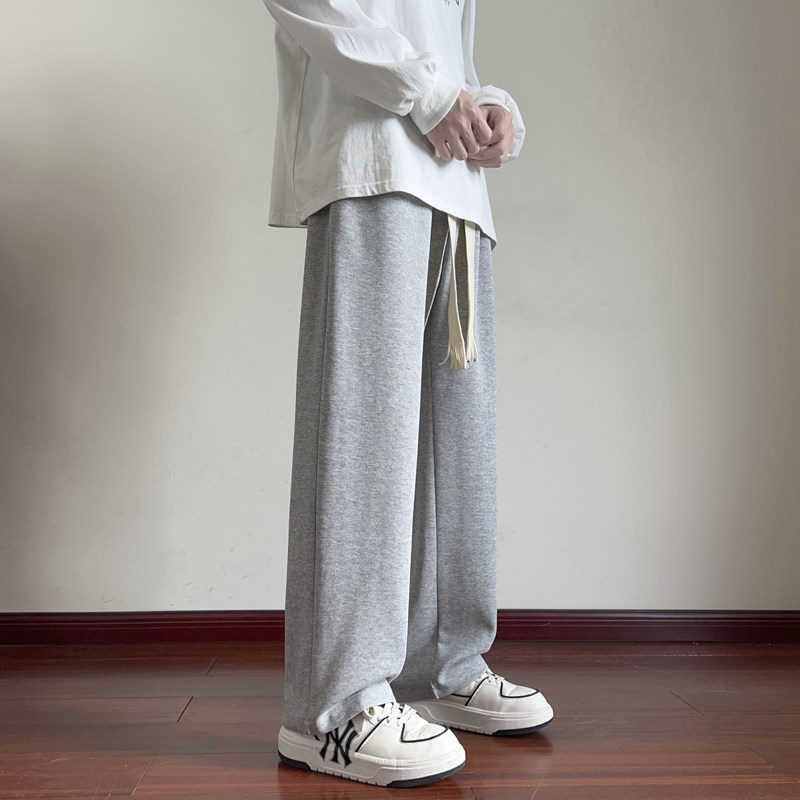 休闲裤男生2023秋季直筒卫裤宽松阔腿男士运动长裤潮-K331-P40灰,男装休闲裤,星座307-3(原516-1)