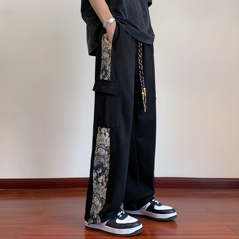 美式工装裤大码裤子男潮牌vibe运动直筒百搭休闲裤-K865-P58杏色,男装休闲裤,星座307-3(原516-1)