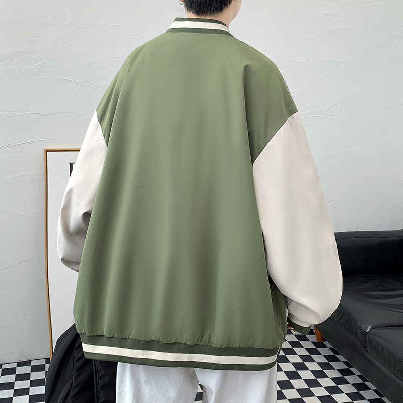2024春秋季棒球服男ins潮流宽松韩版港风嘻哈外套-JK817-P60军绿,男装夹克,星座307-3(原516-1)
