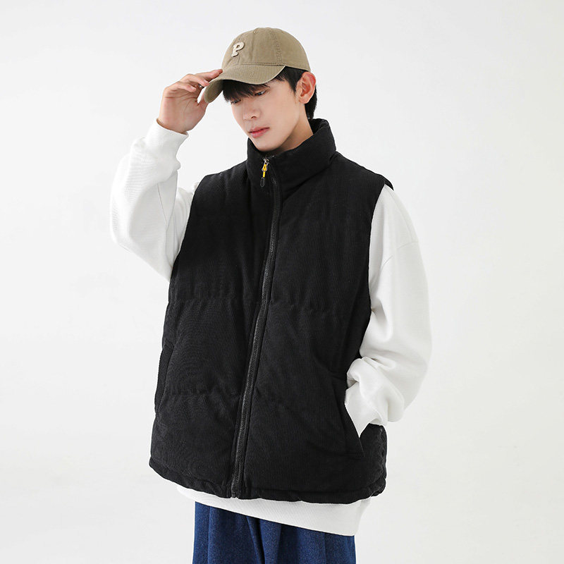 灯芯绒棉马甲男冬季日系复古加厚立领棉服情侣外套-8516-P68米白,男装背心/马甲,星座307-3(原516-1)