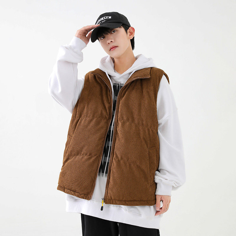 灯芯绒棉马甲男冬季日系复古加厚立领棉服情侣外套-8516-P68灰色,男装背心/马甲,星座307-3(原516-1)
