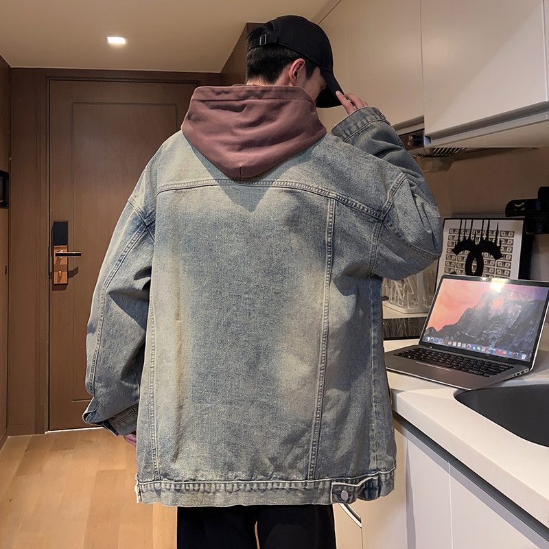 2024春季牛仔外套男港风宽松上衣服潮流韩版高街夹克-J15-P68黄泥,男装夹克,星座307-3(原516-1)