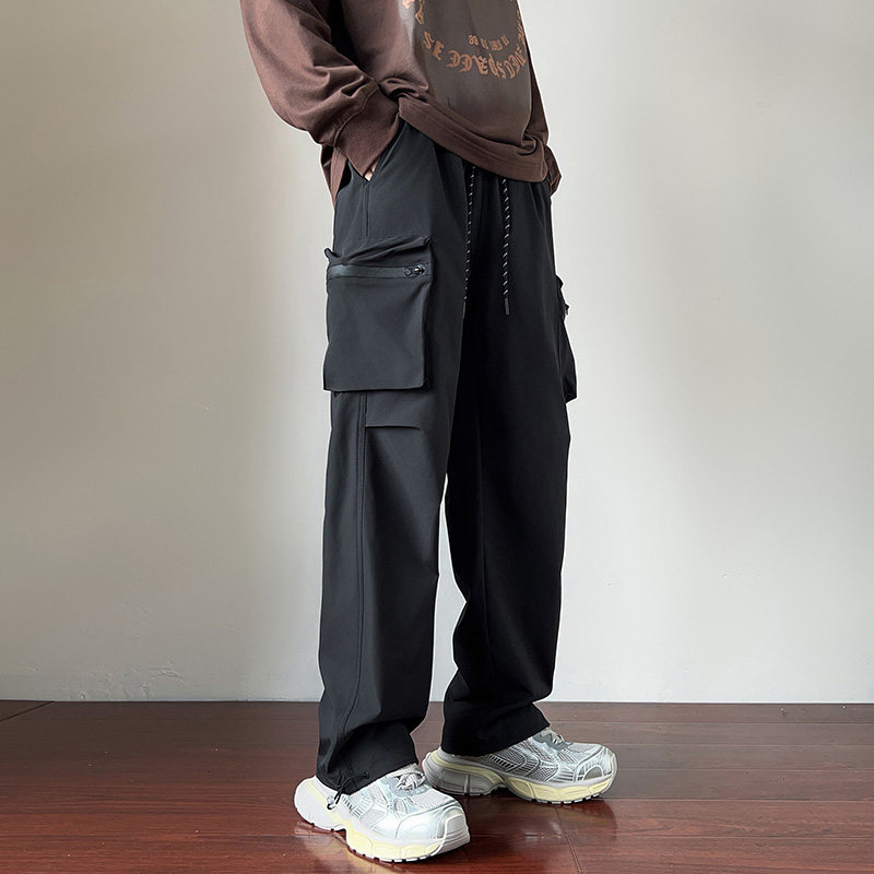 2024秋季高街休闲机能工装裤多口袋抽绳宽松束脚裤潮-5062-P45黑，男装休闲裤，星座307-3(原516-1)