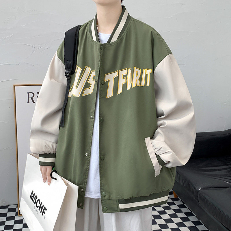 2024秋季棒球服男ins潮流宽松韩版港风嘻哈外套-JK817-P60粉色,男装夹克,星座307-3(原516-1)