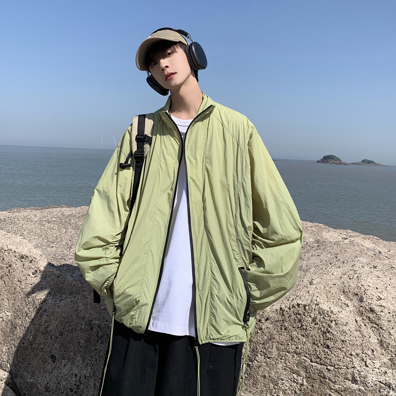 防晒衣男2夏季外套男薄款钓鱼防晒服防紫外线连帽透气-F08-P45绿图片