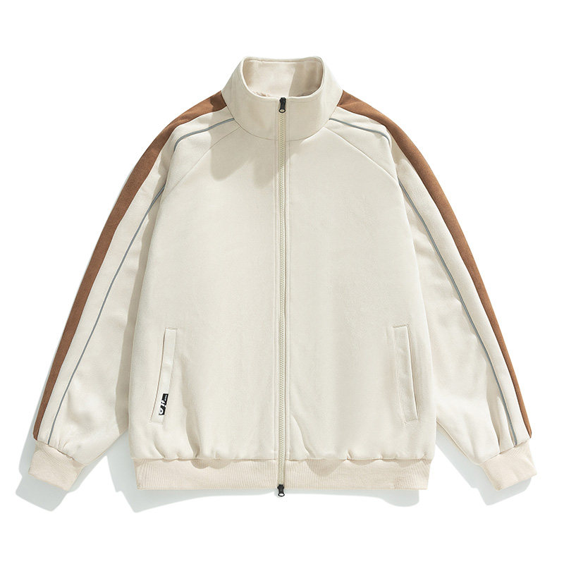 麂皮绒外套男秋季宽松痞帅男生棒球服美式潮牌夹克-JK8802-P65杏,男装夹克,星座307-3(原516-1)