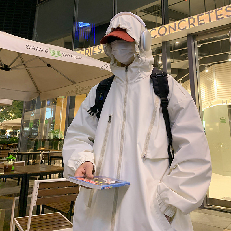冲锋衣外套男春秋季2024新款潮牌美式机能工装夹克潮-JK01-P68白图片