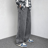 港风墙角宽松休闲裤大码直筒老爹裤牛仔裤跑量款-BK110-P35黑灰，男装牛仔裤，星座307-3(原516-1)