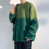 港风卫衣男2024春渐变水洗oversize宽松情侣上衣-WY6602-P60墨绿，男装卫衣，星座307-3(原516-1)