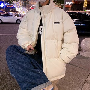 棉服男2024冬季新款立领面包服青少年棉衣棉袄外套潮-M01-P85米白图片