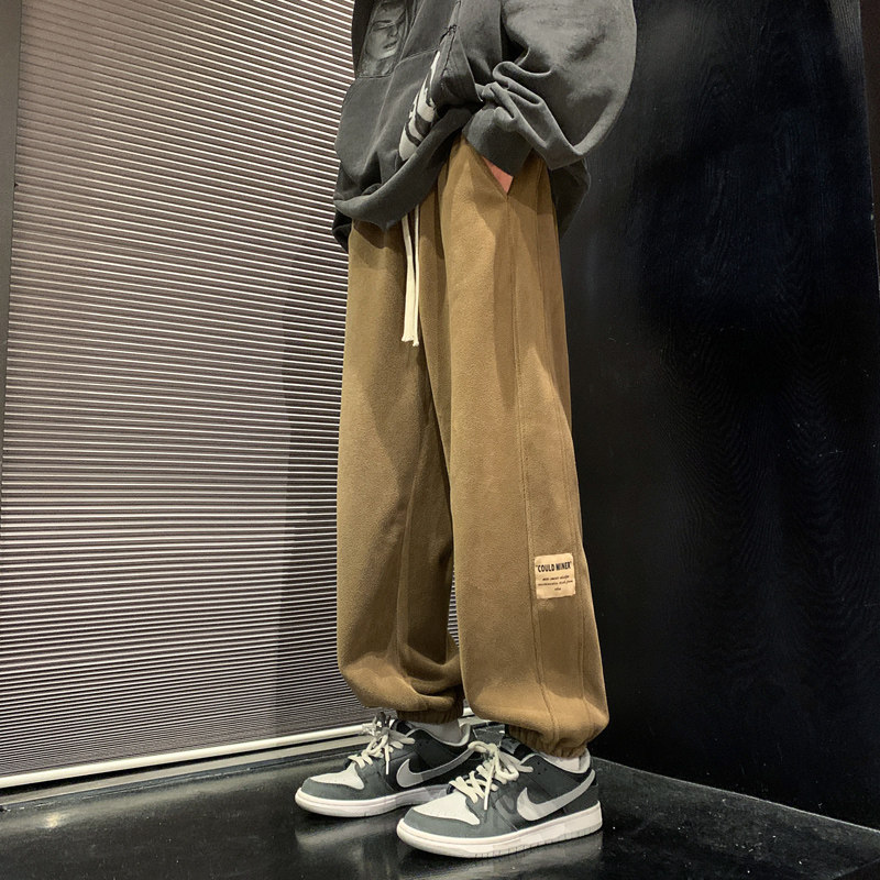 卫裤男秋冬运动裤加绒加厚宽松休闲裤男款束脚裤秋-K629-P45咖啡,男装休闲裤,星座307-3(原516-1)