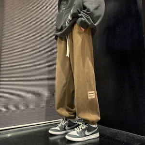 卫裤男秋冬运动裤加绒加厚宽松休闲裤男款束脚裤秋-K629-P45咖啡图片