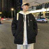 棉衣男设计感小众棉袄菱格棒球棉服oversize男女同款-M28-P85黑色，男装棉衣，星座307-3(原516-1)
