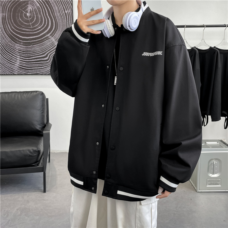 外套男秋ins潮流褂子潮春季衣服情侣上衣印花夹克-JK816-P60黑,男装夹克,星座307-3(原516-1)