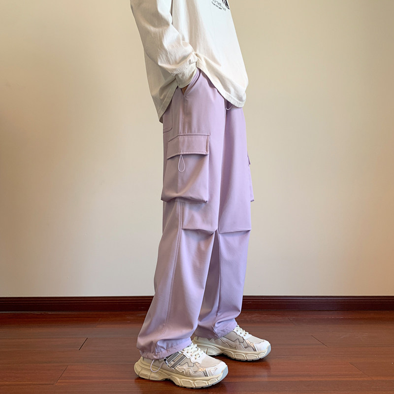 防水直筒工装裤男春季户外冲锋裤大码美式休闲裤潮-K686-P40粉紫,男装休闲裤,星座307-3(原516-1)