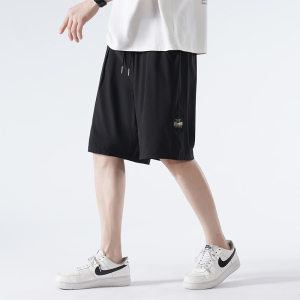 短裤男夏季薄款宽松冰丝速干男士五分休闲裤运动裤潮-K852-P30黑图片