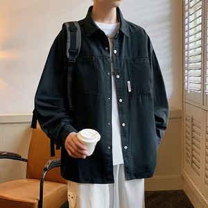 美式复古衬衫男2024秋季宽松cityboy休闲长袖衬衣-CS619-P68焦糖图片