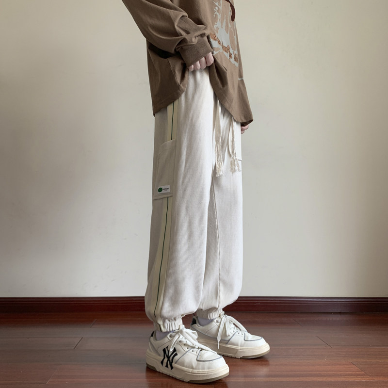 束脚运动卫裤男秋季美式oversize裤子设计感休闲裤-K666-P48深灰,男装休闲裤,星座307-3(原516-1)
