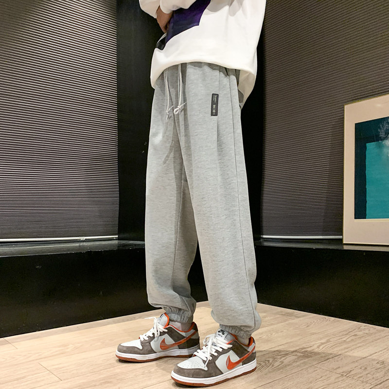 裤子男款春夏季美式复古卫裤oversize哈伦束脚裤潮-K665-P45黑色,男装休闲裤,星座307-3(原516-1)