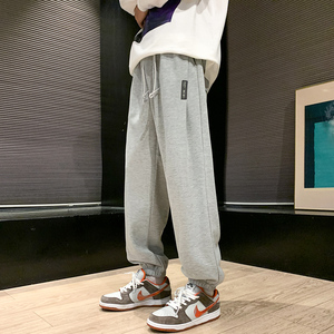 裤子男款春夏季美式复古卫裤oversize哈伦束脚裤潮-K665-P45黑色图片