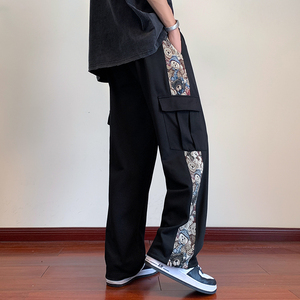 美式工装裤大码裤子男潮牌vibe运动直筒百搭休闲裤-K865-P58黑色图片