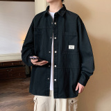 秋季男士长袖衬衫工装时尚纯色宽松学生衬衣小外套-CS620-P68军绿，男装衬衫，星座307-3(原516-1)