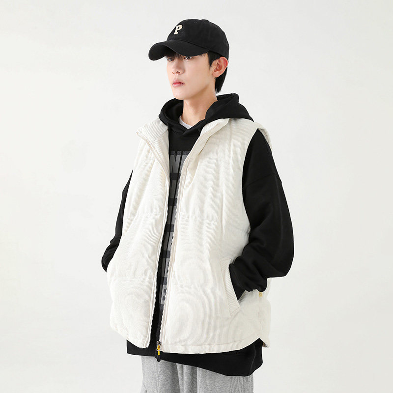 灯芯绒棉马甲男冬季日系复古加厚立领棉服情侣外套-8516-P68黑色,男装背心/马甲,星座307-3(原516-1)
