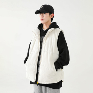 灯芯绒棉马甲男冬季日系复古加厚立领棉服情侣外套-8516-P68黑色图片