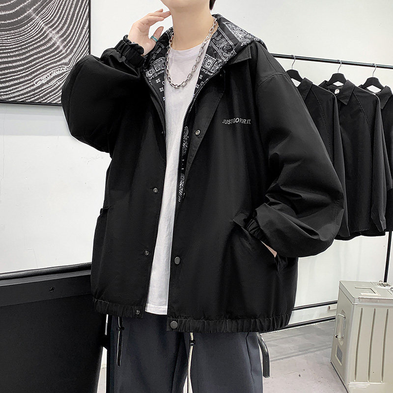 假两件外套男士春季ins港风日系夹克宽松休闲上衣-JK825-P75卡其,男装夹克,星座307-3(原516-1)