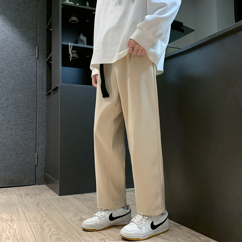 小西裤男九分秋季修身直筒休闲裤男高级垂感西装裤-K625-P48卡其图片