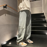 2024春夏高街美式复古水洗牛仔裤男宽松直筒垂坠裤子-5082-P45蓝，男装牛仔裤，星座307-3(原516-1)