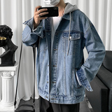 牛仔外套男2023春季韩版可脱卸连帽外套ins上衣-J03-P75-室内-蓝，男装夹克，星座307-3(原516-1)