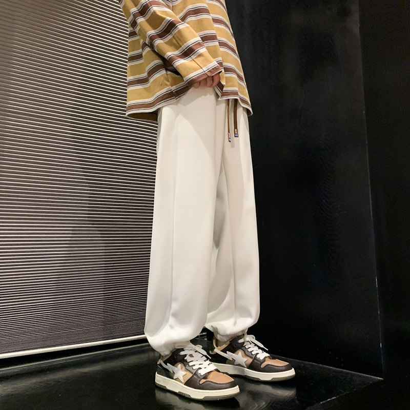 工装休闲裤子男款宽松束脚裤阔腿百搭运动长裤男潮-K667-P40黑,男装休闲裤,星座307-3(原516-1)