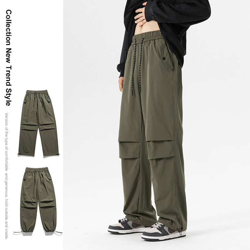 秋季ins潮牌日系工装裤宽松抽绳束脚裤潮高街复古男-5066-P40军绿图片