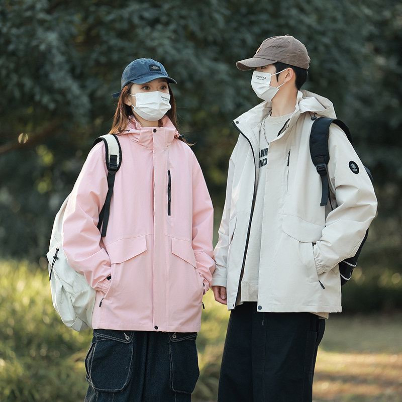 日系户外冲锋衣男女款2024春夏季情侣机能风连帽夹克-JK6174-P58,男装夹克,星座307-3(原516-1)