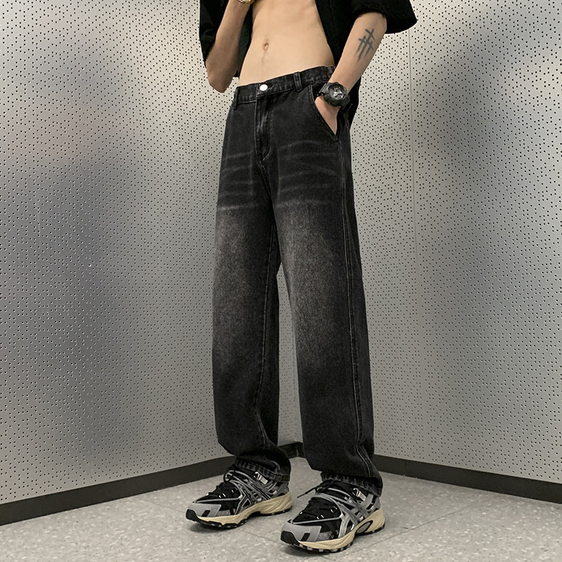 黑色牛仔裤男2024秋季高街vibe美式裤oversize微喇裤-BK303-P45,男装牛仔裤,星座307-3(原516-1)