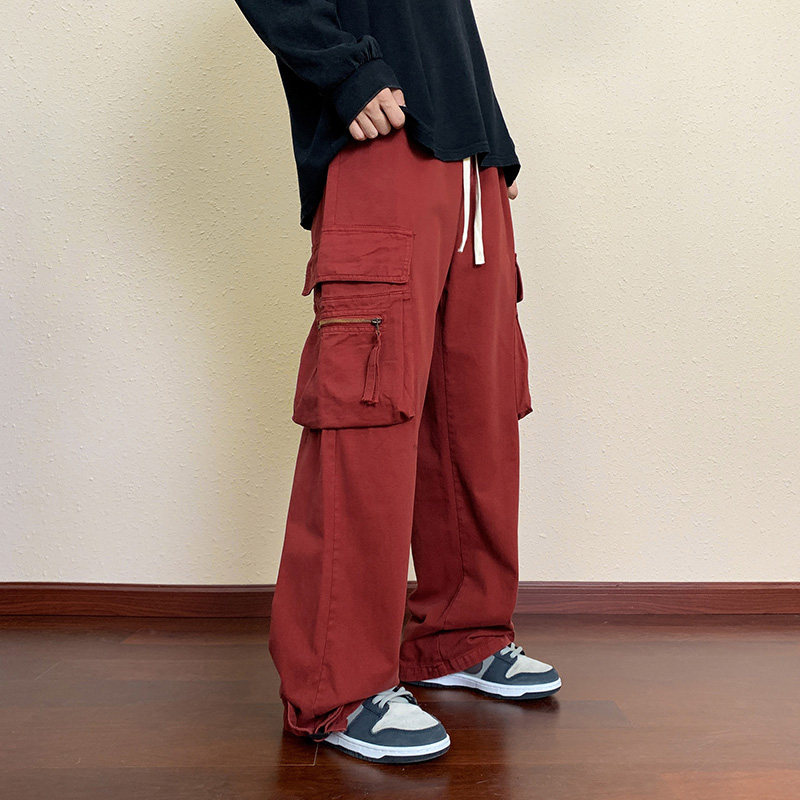 秋季美式直筒工装裤男女ins潮流高街复古纯棉休闲裤-5060-P70黑色,男装休闲裤,星座307-3(原516-1)
