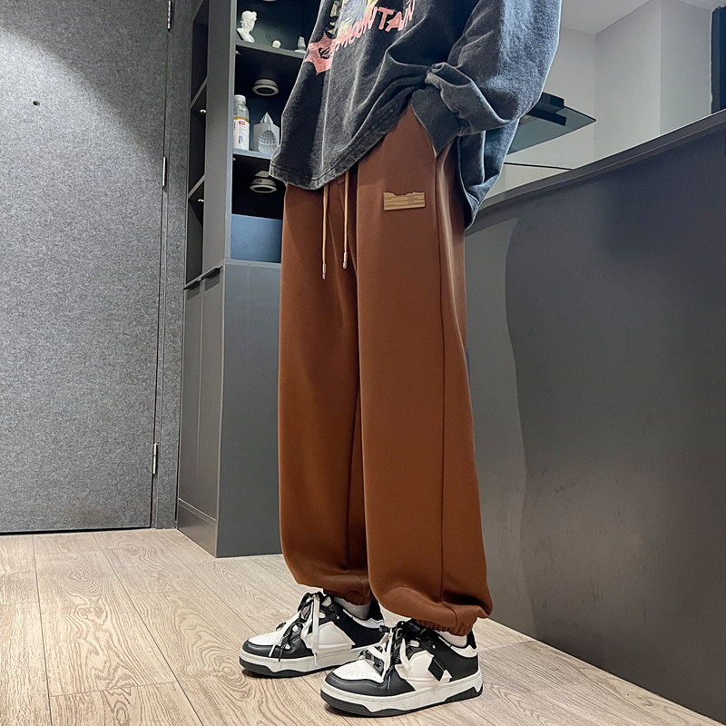 工装休闲裤子男款宽松束脚裤阔腿百搭运动长裤男潮-K667-P40咖啡图片