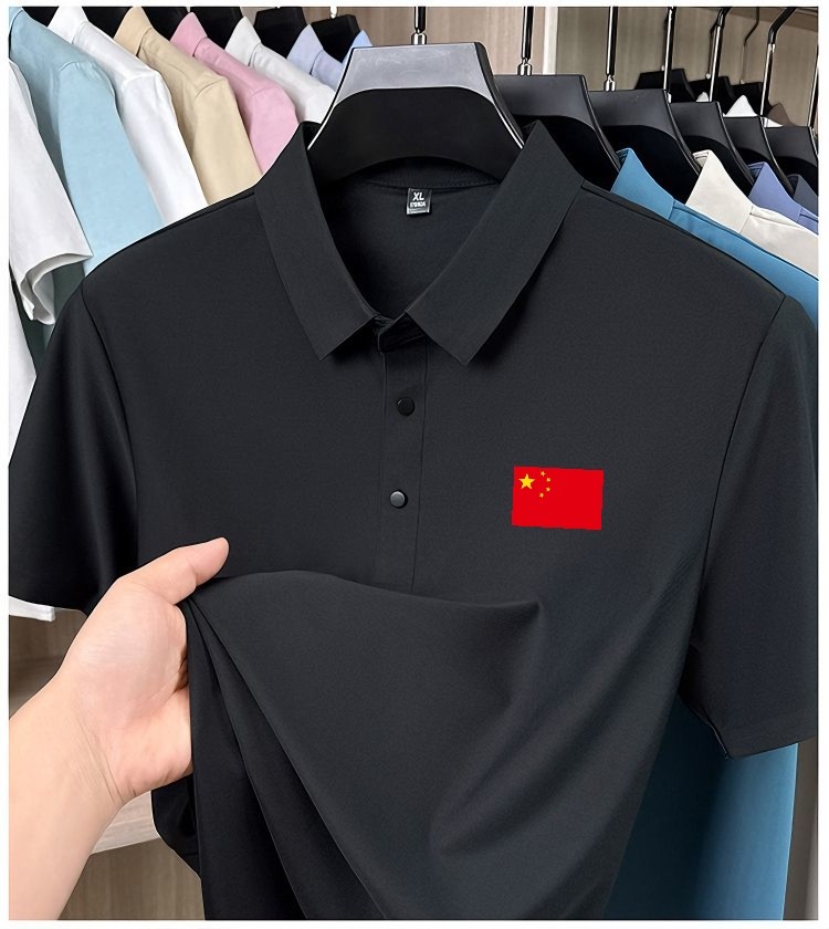 国旗款国家队运动速干男女冰丝polo衫半袖无痕翻领商务休闲t恤