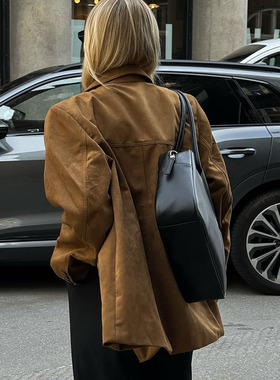 复古麂皮绒西装外套女春秋酷女孩时尚2025新款时尚洋气机车服西服