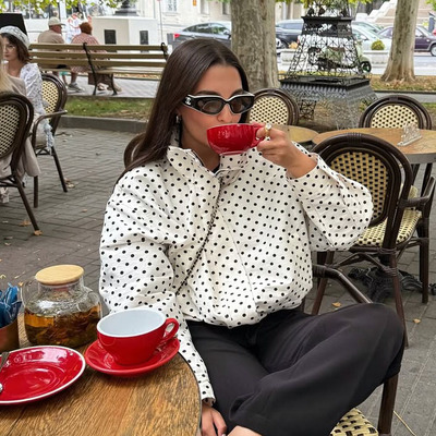 2026新款白色波点短款外套