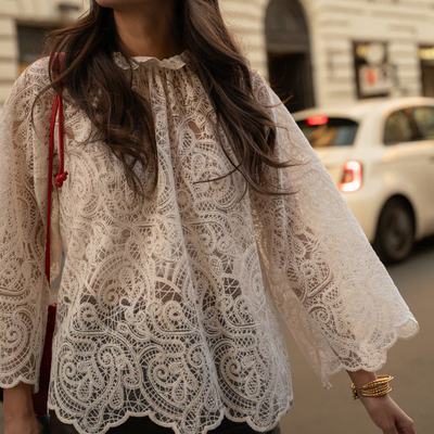 法式镂空蕾丝衫女显瘦2026新款