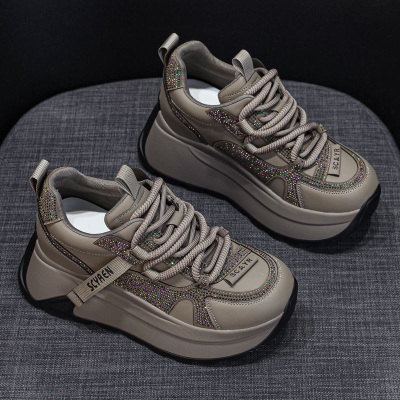 内增高厚底老爹鞋女2025新款秋冬季加绒潮爆款显瘦休闲运动阿甘鞋