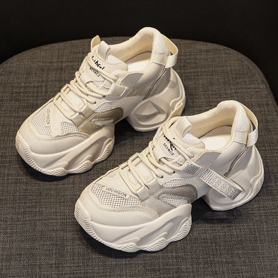 老爹鞋女厚底内增高小个子真皮