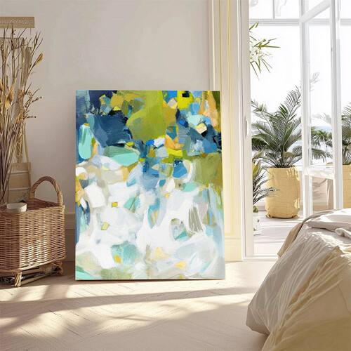 现代艺术油画《青岚流韵》抽象绿色涂鸦客厅玄关卧室挂画纯手绘