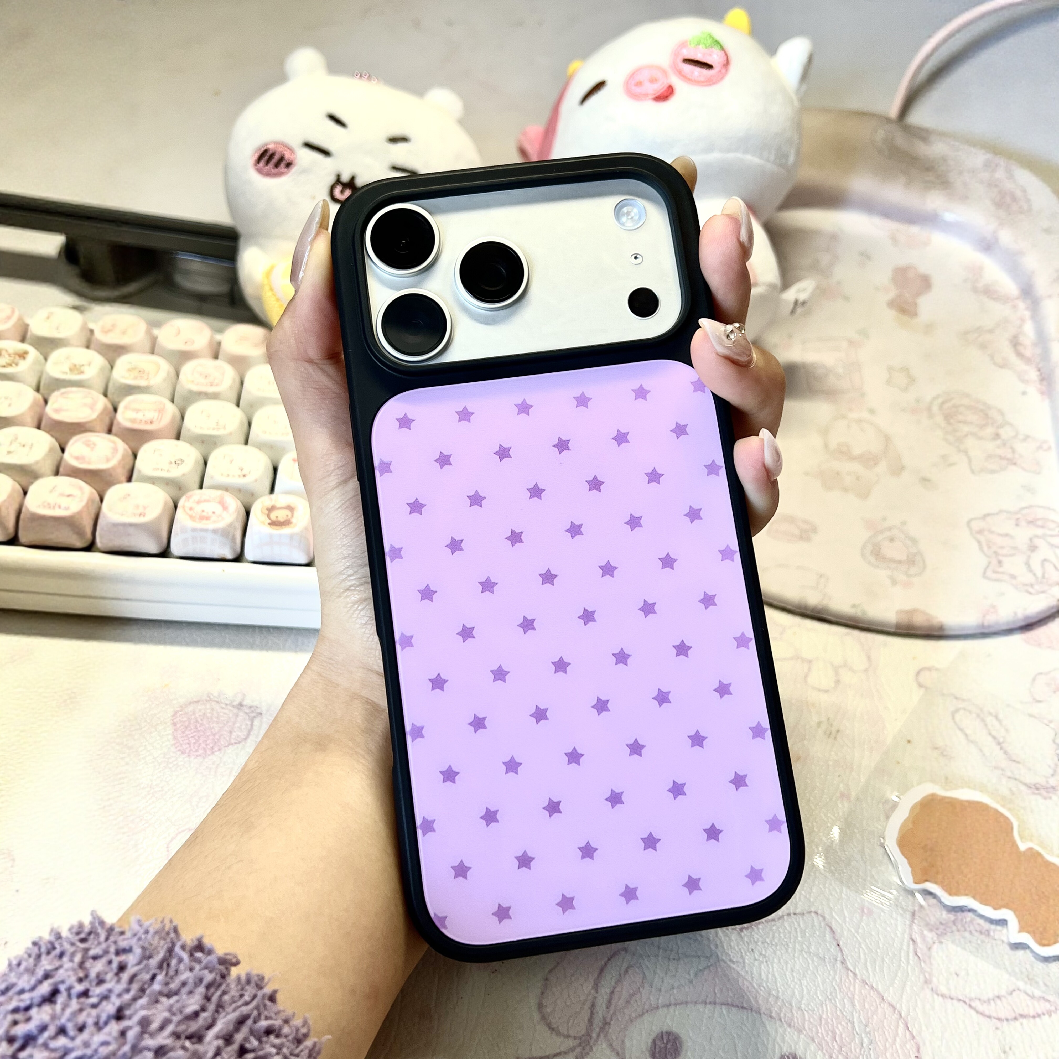 BP粉色星星手机壳star适用苹果iPhone17/16/15/14/13/12/Pro/Max碳纤硬壳全包保护套防摔磁吸少女可爱