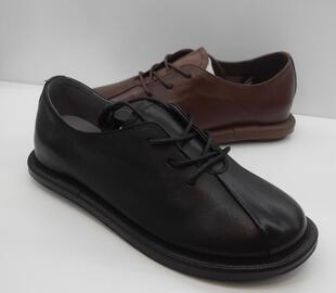 伊宁子秋季新款真皮英伦风帅气系带平底单鞋纯色小皮鞋女鞋